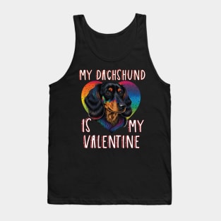 My Dachshund Is My Valentine Valentines Day Men Women Dog Tank Top